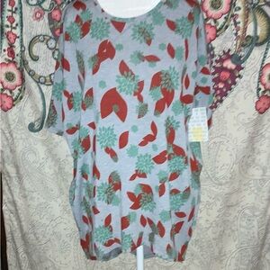 5/$25 NwtLuLaRoe Gray and Red Floral Short Sleeve Top